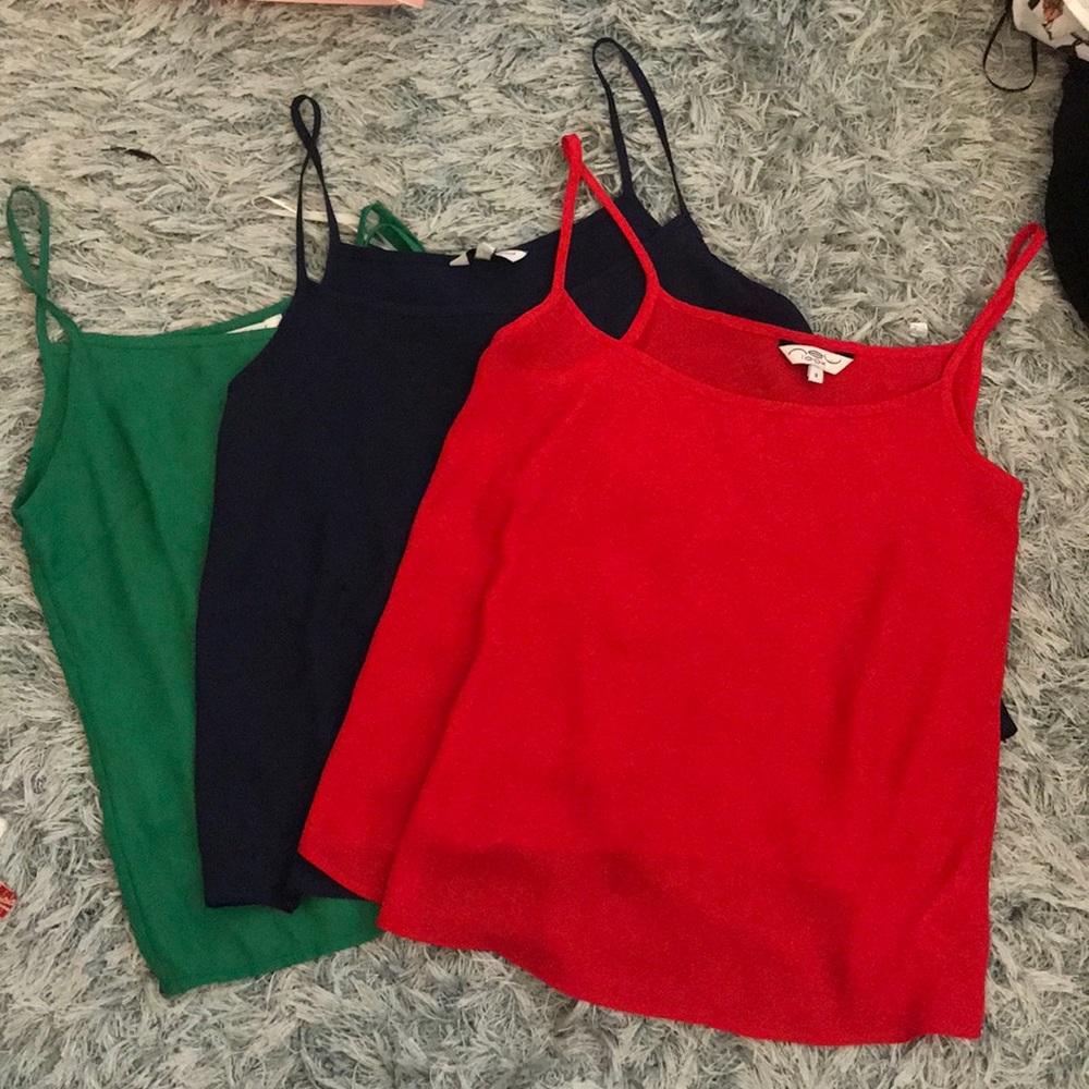 Blue green and red blouses - all 3